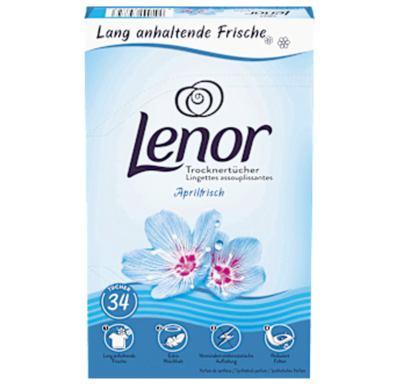 Φύλλα στεγνωτηρίου Lenor Aprilfrisch, 34 τεμάχια
